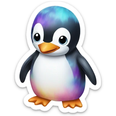 Tie dyed baby penguin   sticker
