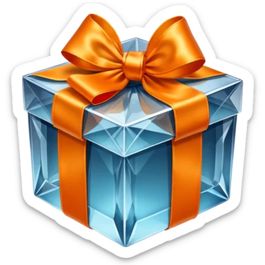 crystal gift box with orange ribbon sticker