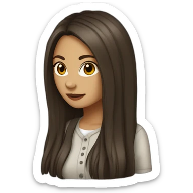 Elena Gilbert with long hair and a ribbed button-down t-shirt sticker