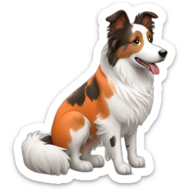 white and wheat red merle border collie in orange wheel chair sticker