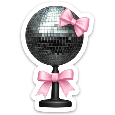 Disco ball with light pink bow sticker