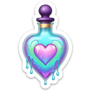 pastel goth heart with potion bottle sticker
