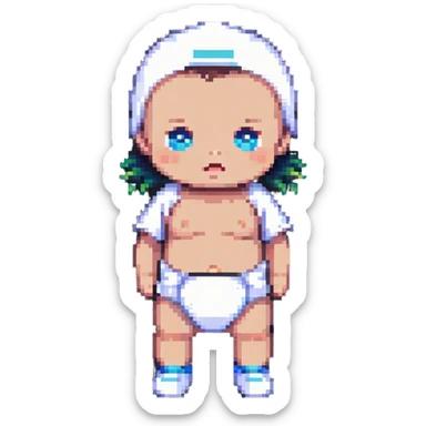 baby standing in a diaper sticker