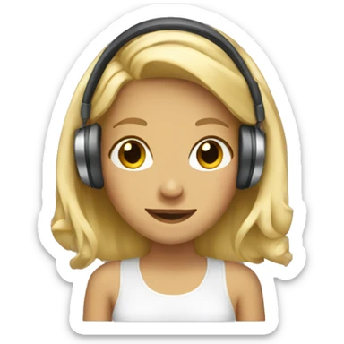 blonde girl with headphones sticker