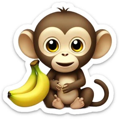 Cute monkey eating banana  sticker