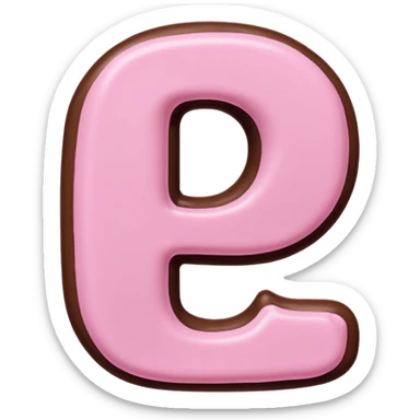 “Single pink bubble letter D, white outline, bottom dipped in chocolate with pink frosting drizzle, kawaii style, glossy, soft shading, clean outline, transparent background, Discord emoji size” sticker