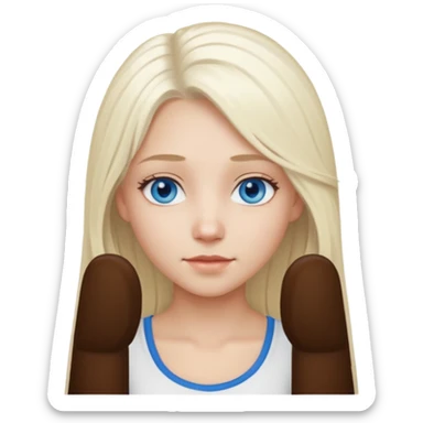 platinum blonde girl with long hair and forelocks, blue eyes. sticker