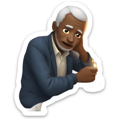 Very sad 60 yo man celebrating new year sticker