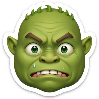 An oger is crying with tears in his eyes sticker