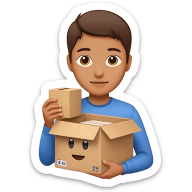 Person with a cardboard box  sticker