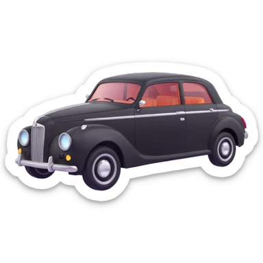 luxury black car resembling Porsche or BMW, with a hammer and a rod forming an X, floating and touching the rear right corner of the car's bodywork, a long rectangular reflection lamp illuminating the upper part of the door, elegant and modern sticker