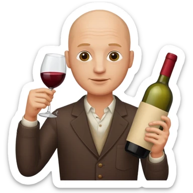homme chauve avec une bouteille de vin sticker
