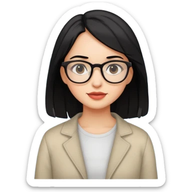 de una chica morena clara con cabellos negro y lago con lentes sticker