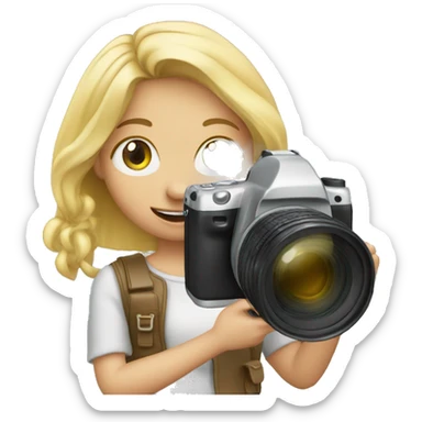 A blonde girl with a camera taking a photo sticker