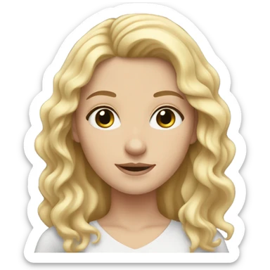 white girl with wavy blonde hair and grey eyes sticker