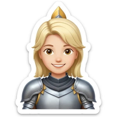 girl knight in open armor, smiling sticker