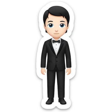 white boy with black hair in a tuxedo. full body sticker