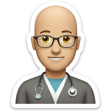 Bald doctor male sticker