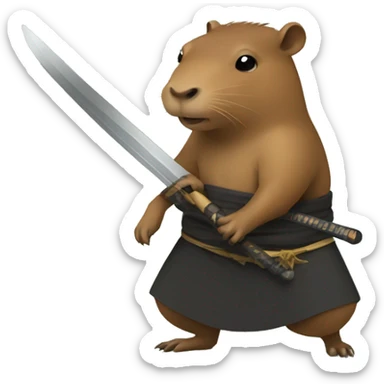 Capybara with a katana sticker