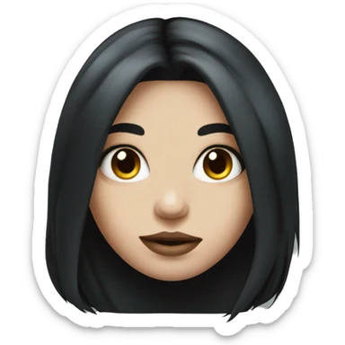 Beautiful girl with white skin, long black hair and tattoos sticker