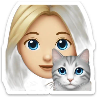 Girl with blue eyes and Siberian cat sticker