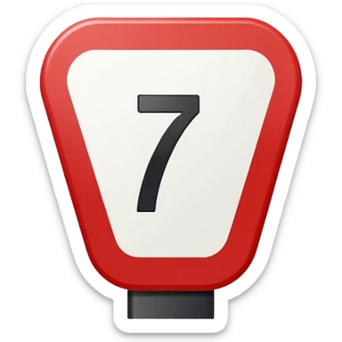 Représente moi une borne kilométrique rouge et blanche avec le chiffre 7. le bas est un rectangle blanc et le haut est en demi cercle rouge ayant la même largeur que le rectangle blanc. sticker