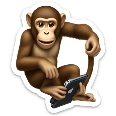 realistic monkey riding a iphone sticker