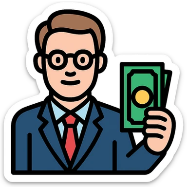 Nikolai Astrup, Norwegian politician, holding a pack of money in his hand sticker