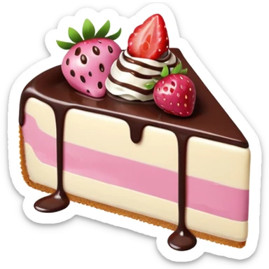 Pink Strawberry Cheesecake With Chocolate Syrup  sticker