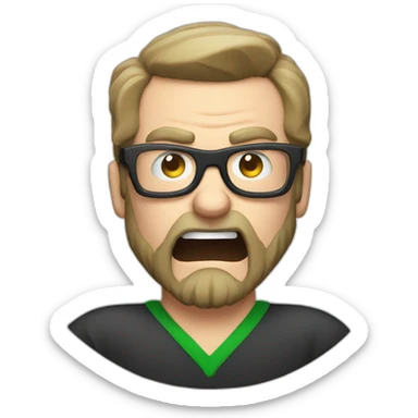 angry bearded irish man with glasses punching a TV sticker