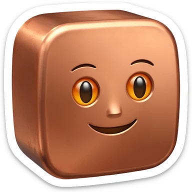 Create an Android-style emoji of a copper ingot. Make it simple, flat, and cartoon-like with solid copper colors, no shine, no reflections, and no realistic metallic effects. Keep the shapes clean and rounded in the style of modern Android emojis.
 sticker