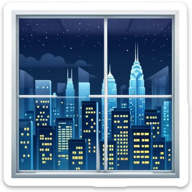 Window with night city view sticker