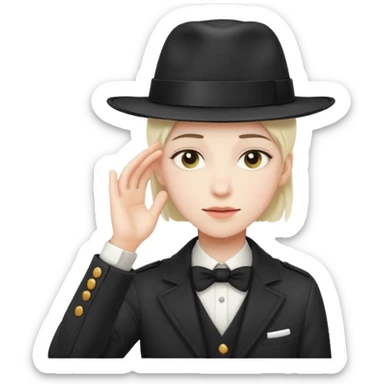 androgynous person tipping hat sticker