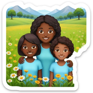Beautiful meadow with some young black girls sticker