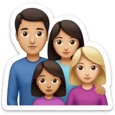 Familia de 4 personas : Hombre pelo oscuro, Mujer pelo cafe, hija 1 pelo mono , hija 2 pelo oscuro. sticker