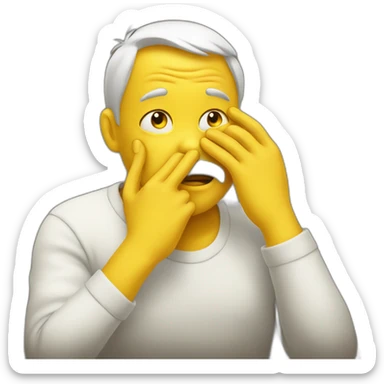Classic yellow Emoji putting hand on his face because of deception sticker