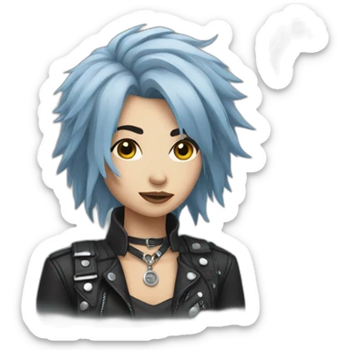 Blue gray hair punk girl sticker