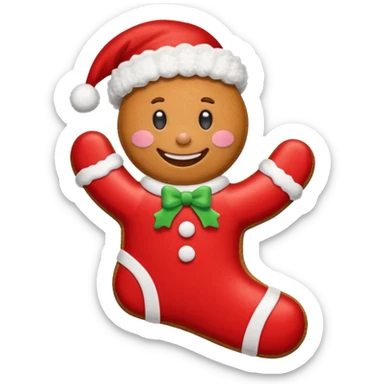 gingerbread cookie in red chrismast sock shape sticker