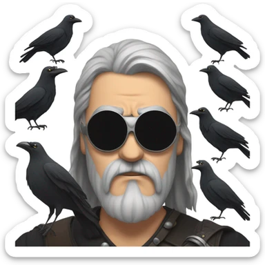 Odin 1 eye patch and crows  sticker