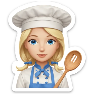 Sexy Long Blonde hair blue eyed female chef sticker