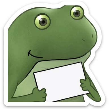 bufo frog holding a blank sign sticker