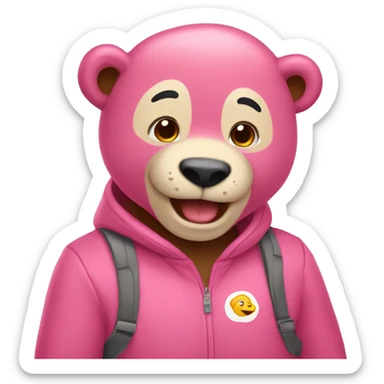 Oso color rosa sonriendo sticker