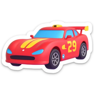 A race car in the style of 3D emoji sticker