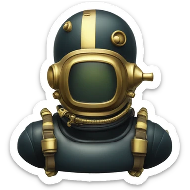 deep sea diver with brass helmet rubber diving-suit sticker