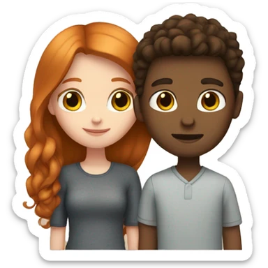 Brown haired girl and ginger haired boy in love  sticker