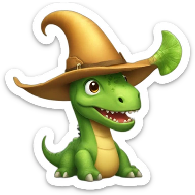 a dinosaur with a horn and a boot on his head sticker