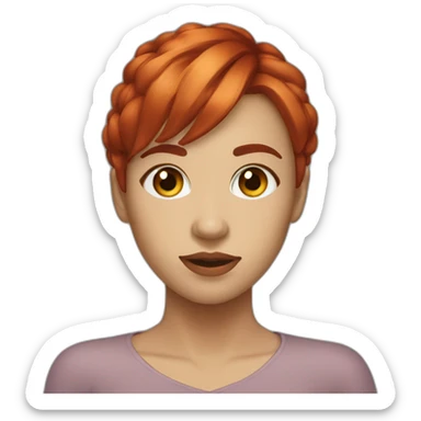 Makima,red-hair,gold-eye,Single ponytail, bangs sticker