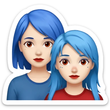 👭one having blue hair and one having red hair sticker