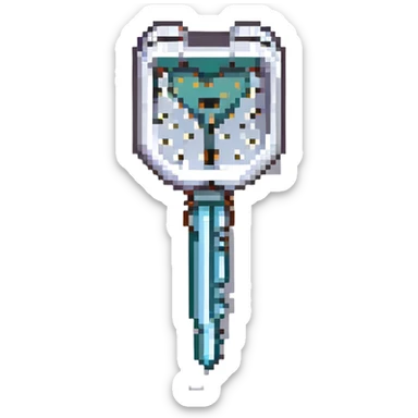 realistic lockpick, Minecraft-inspired, blocky, metallic sticker