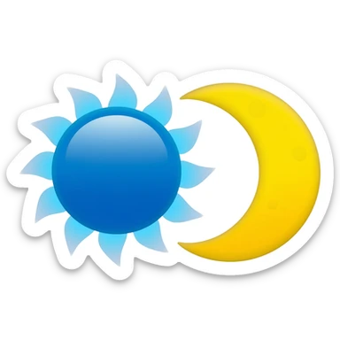 Blue yellow sun moon sticker